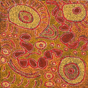 Lukarrara Jukurrpa (Desert Fringe-rush Seed Dreaming) by Margarina Napanangka Miller