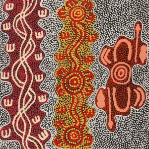 Jajirrdi manu Janganpa Jukurrpa (Western Quoll & Possum Dreaming) - Yakurdyi by Ritasha Nampijinpa Martin