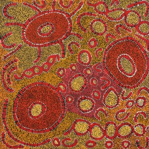 Lukarrara Jukurrpa (Desert Fringe-rush Seed Dreaming) by Margarina Napanangka Miller