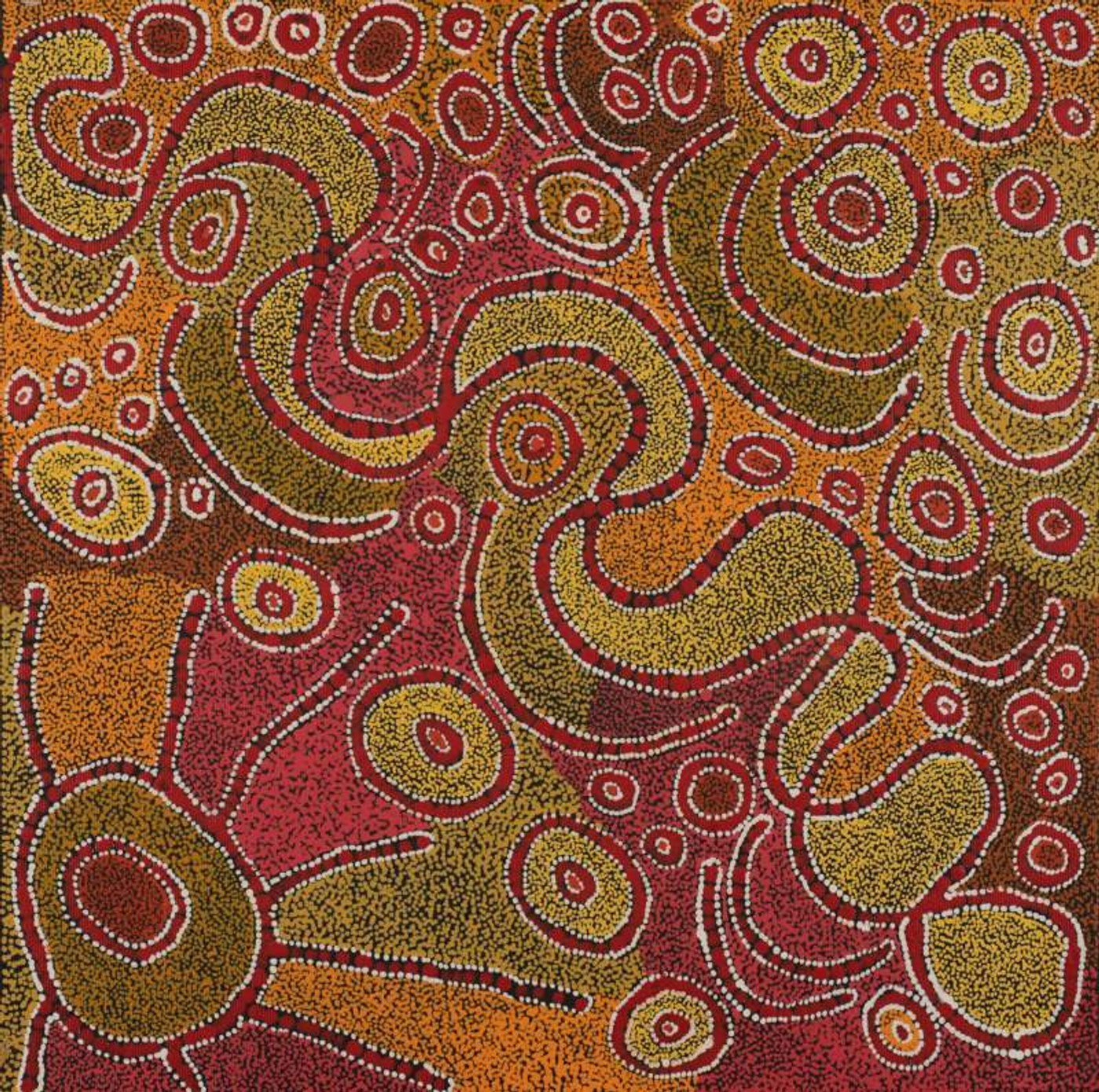 Lukarrara Jukurrpa (Desert Fringe-rush Seed Dreaming) by Margarina Napanangka Miller