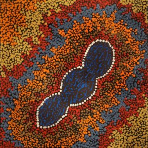 Pirlarla Jukurrpa (Dogwood Tree Bean Dreaming) by Peggy Napurrurla Granites