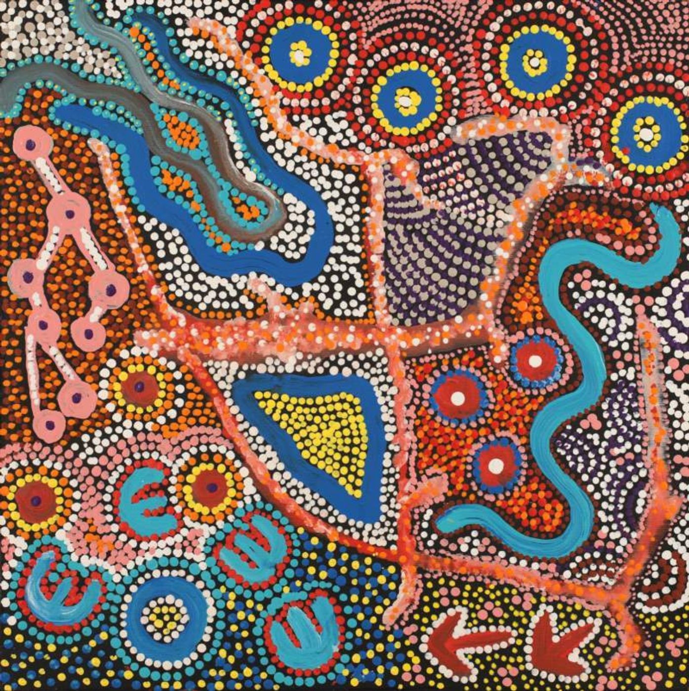Ngapa Jukurrpa (Water Dreaming) - Mikanji by Wendy Nungarrayi Brown