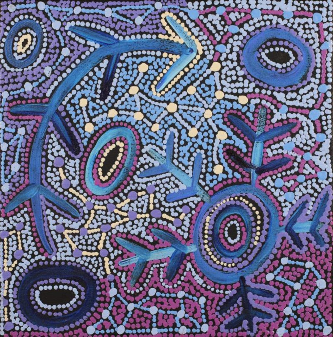 Warlukurlangu Jukurrpa (Fire country Dreaming) by Theo (Faye) Nangala Hudson