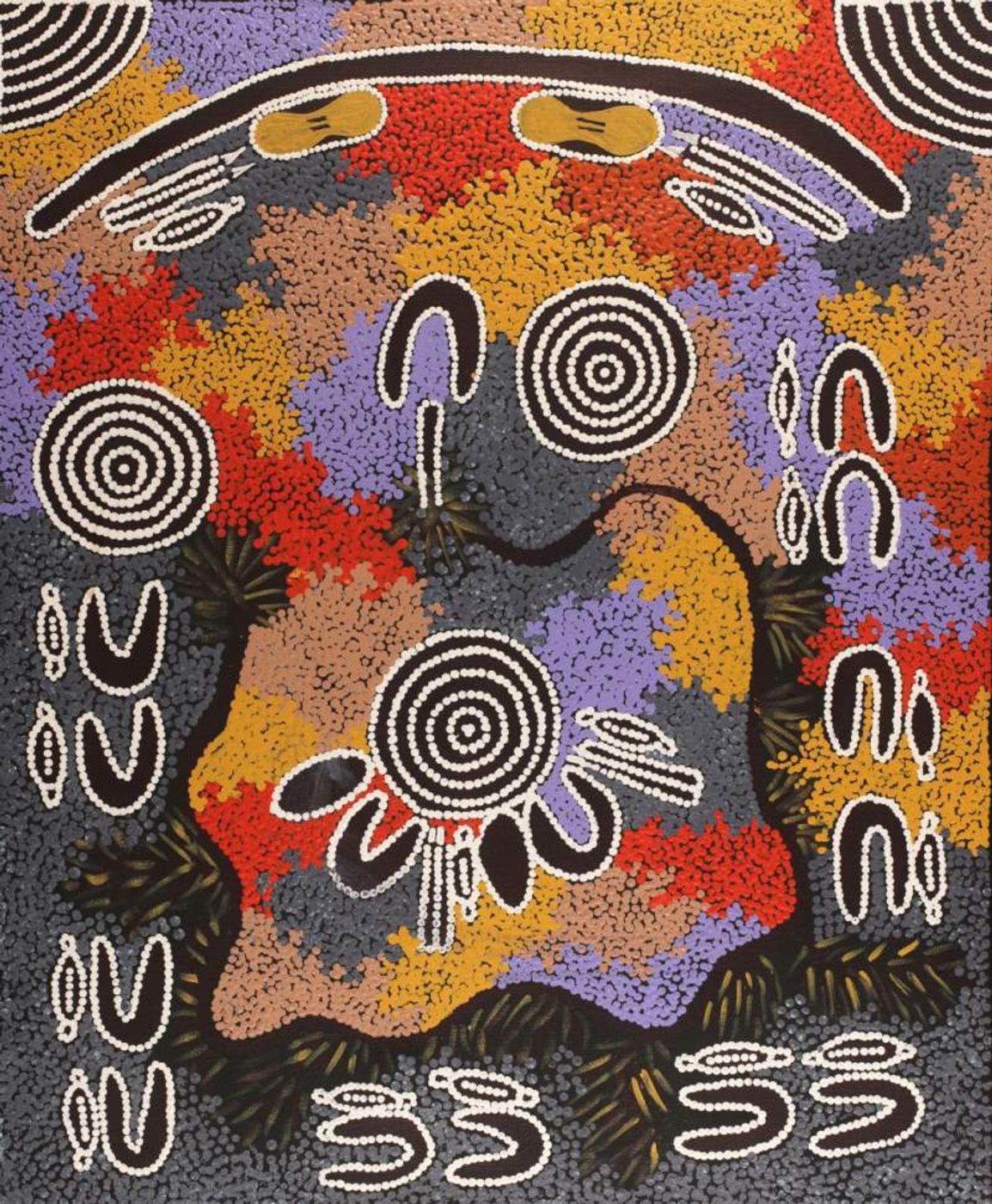 Wati-jarra Jukurrpa (Two Men Dreaming) by Lynette Nampijinpa Granites
