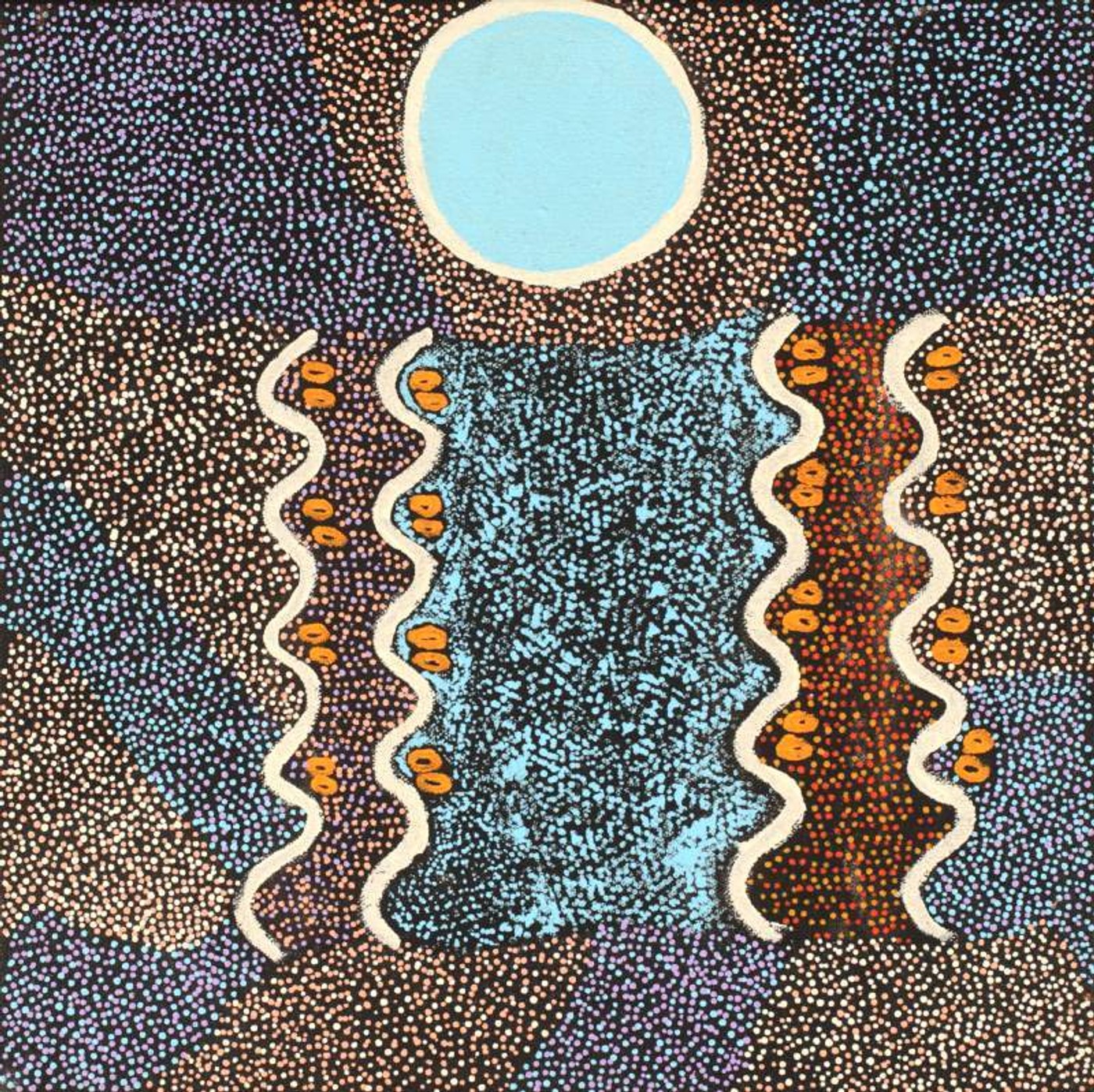 Ngapa Jukurrpa (Water Dreaming) - Puyurru by Nat Jampijinpa Watson