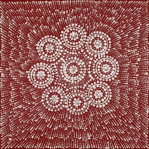 Ngalyarrpa manu Puluku Jukurrpa (Sandhill and Bullock Dreaming) by Corinne Nampijinpa Ryan