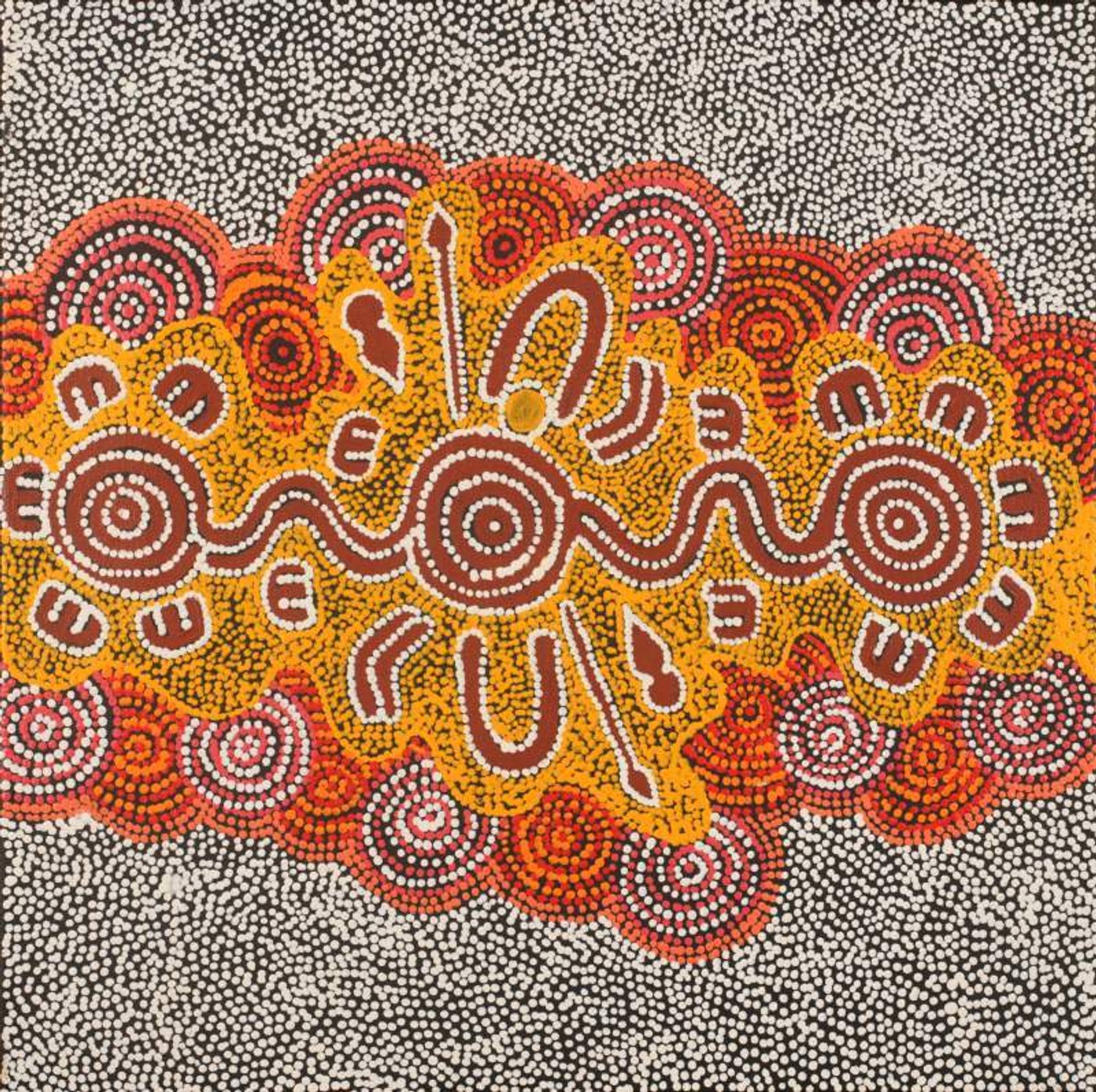 Jajirrdi manu Janganpa Jukurrpa (Western Quoll & Possum Dreaming) - Yakurdyi by Ritasha Nampijinpa Martin