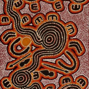 Jajirrdi manu Janganpa Jukurrpa (Western Quoll & Possum Dreaming) - Yakurdyi by Ritasha Nampijinpa Martin