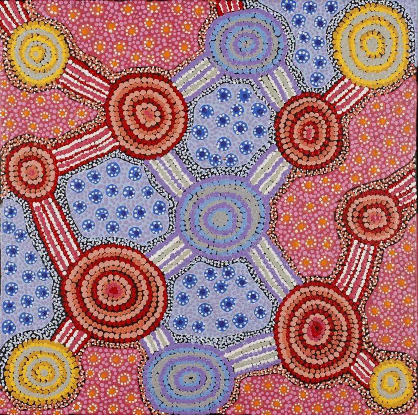 Lukarrara Jukurrpa (Desert Fringe-rush Seed Dreaming) by Jennifer Napaljarri Lewis