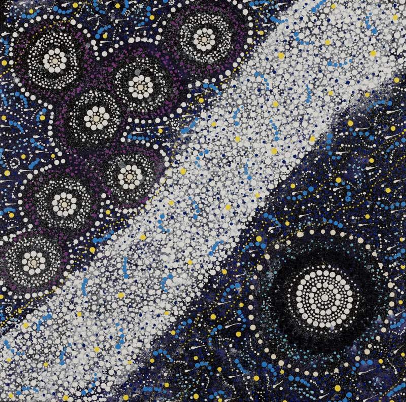 Napaljarri-warnu Jukurrpa (Seven Sisters Dreaming) by Shekina Nangala Sampson