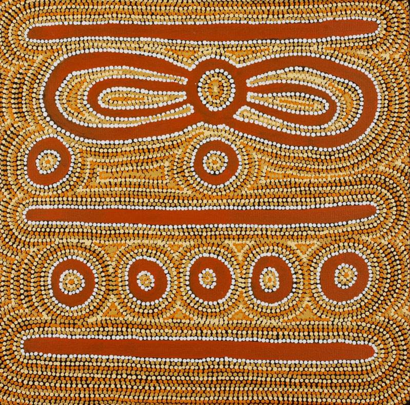 Ngalyipi Jukurrpa (Snakevine Dreaming) - Mina Mina by Hamish Japanangka Martin