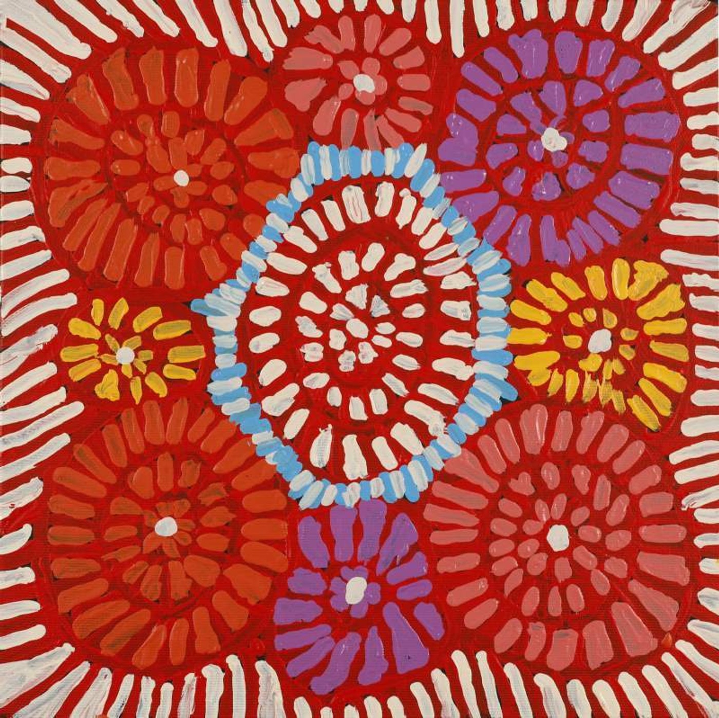Warlukurlangu Jukurrpa (Fire country Dreaming) by Peggy Nampijinpa Brown