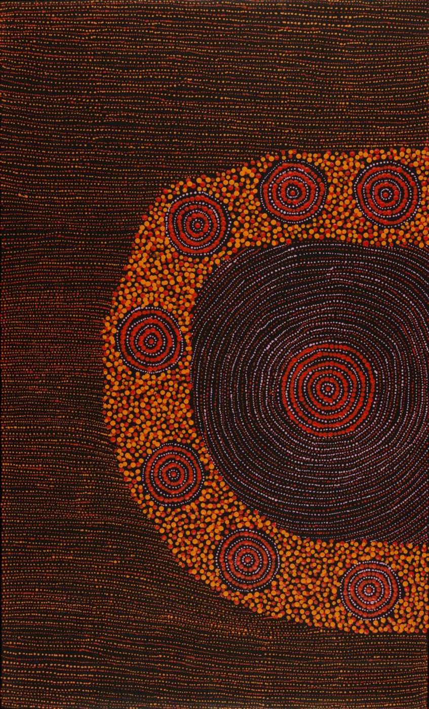 Napaljarri-warnu Jukurrpa (Seven Sisters Dreaming) by Valma Nakamarra White