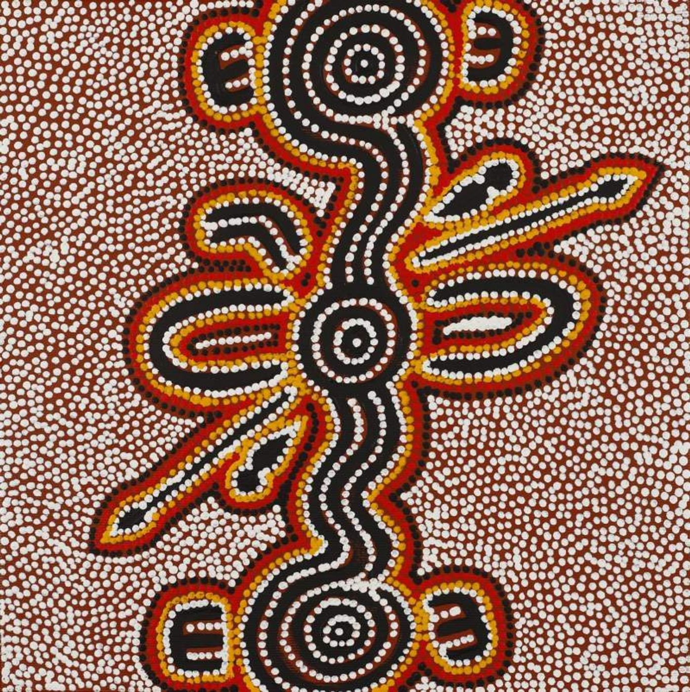 Jajirrdi manu Janganpa Jukurrpa (Western Quoll & Possum Dreaming) - Yakurdyi by Ritasha Nampijinpa Martin